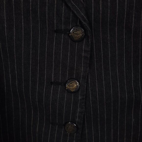 Lauren Ralph Lauren LRL Blazer Womens M Black Pinstripe Single Vent 3 Button Y2K - Picture 7 of 14